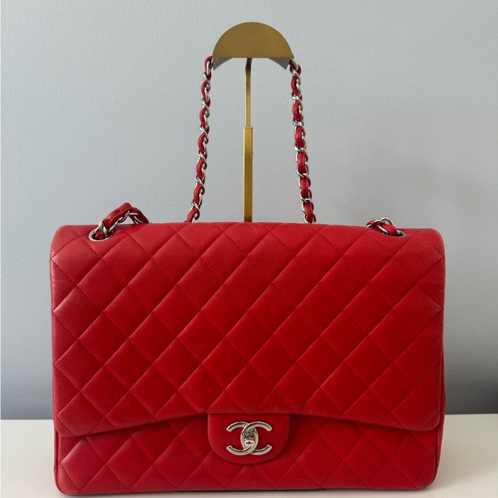 Chanel Classic Red Double Flap Quilted Shoulder Bag